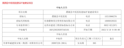 【標訊】公司中標渭源縣中醫醫院提標擴能建設項目