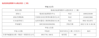 【標訊】公司中標臨洮縣旅游集散中心建設項目（二期）